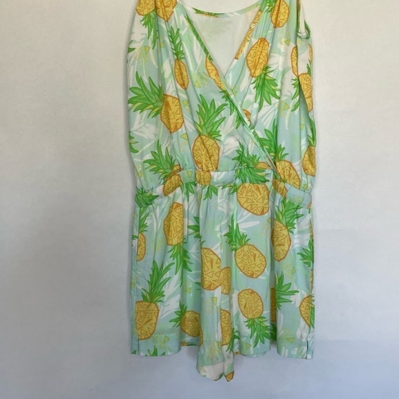 NWT Tipsy Elves Blue Pineapple Fun Summer Romper Spaghetti strap size Medium NEW - Picture 4 of 5